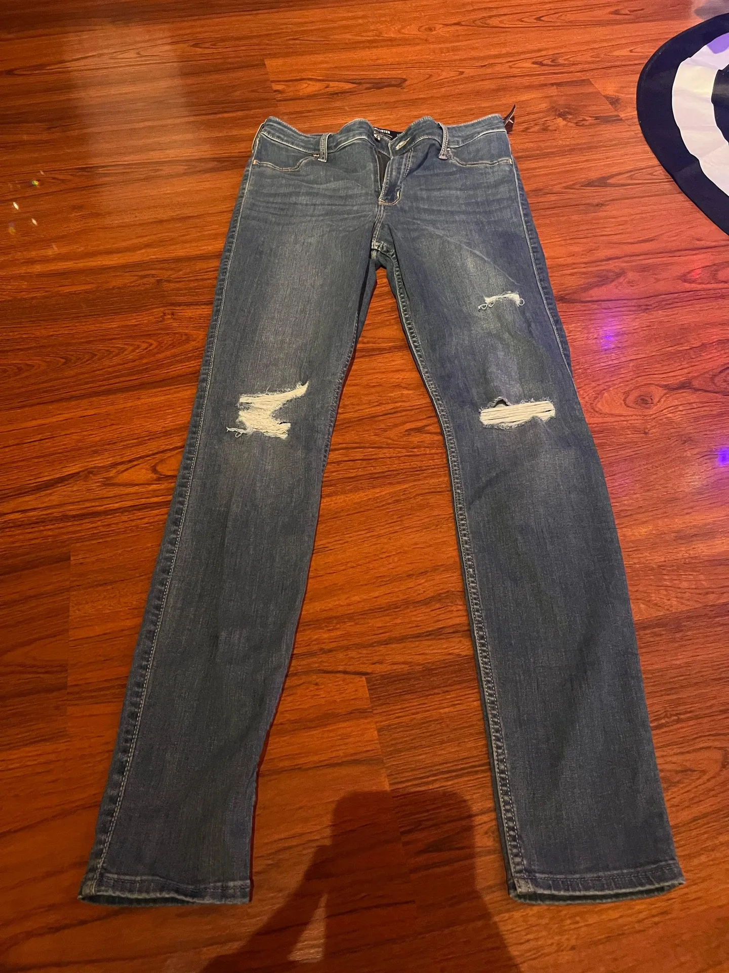 High-Rise Ripped Medium Wash Jean Leggings - Image 2