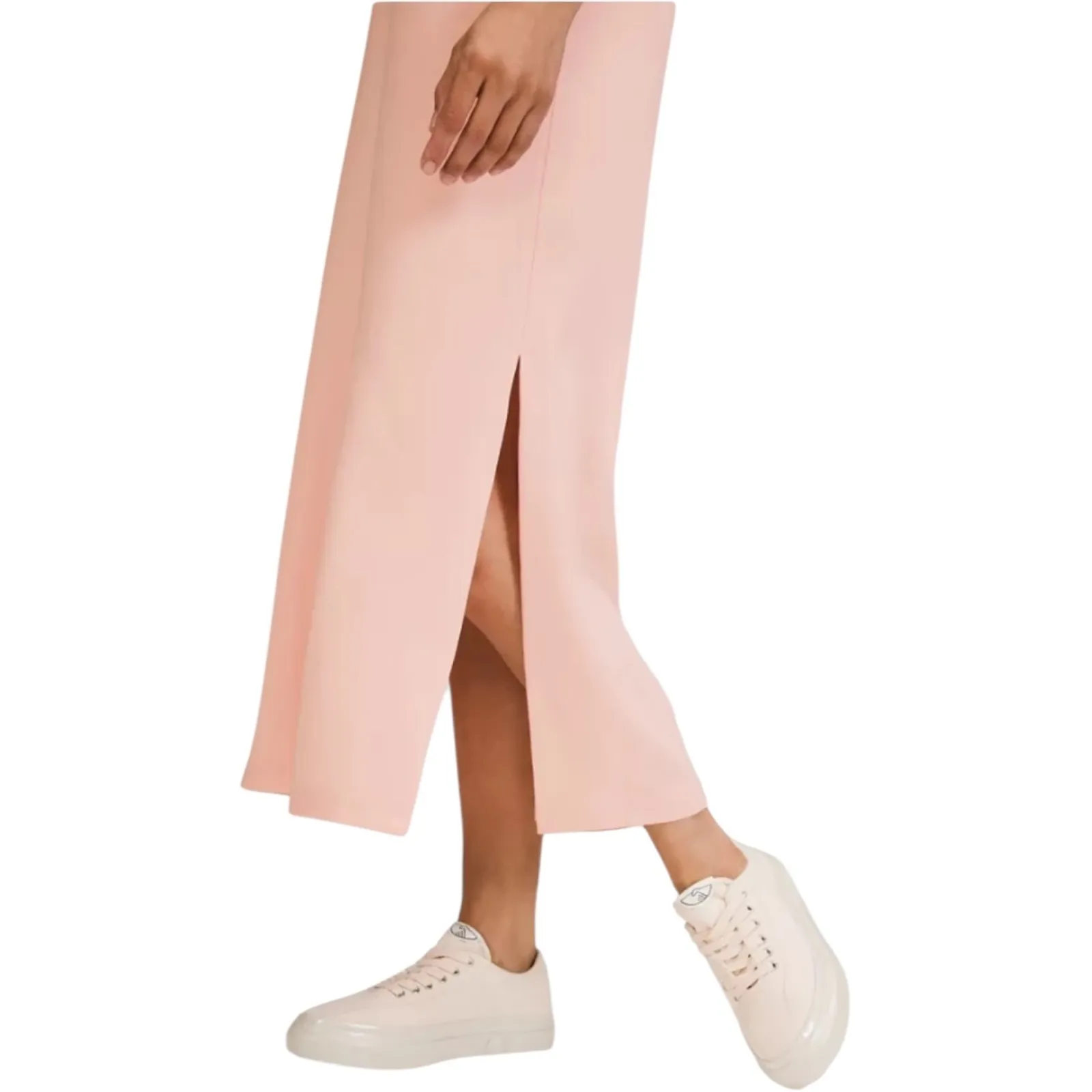 Lululemon Pink Sleeveless V Neck Midi Dress Slits Athleisure Women's Large - Image 9