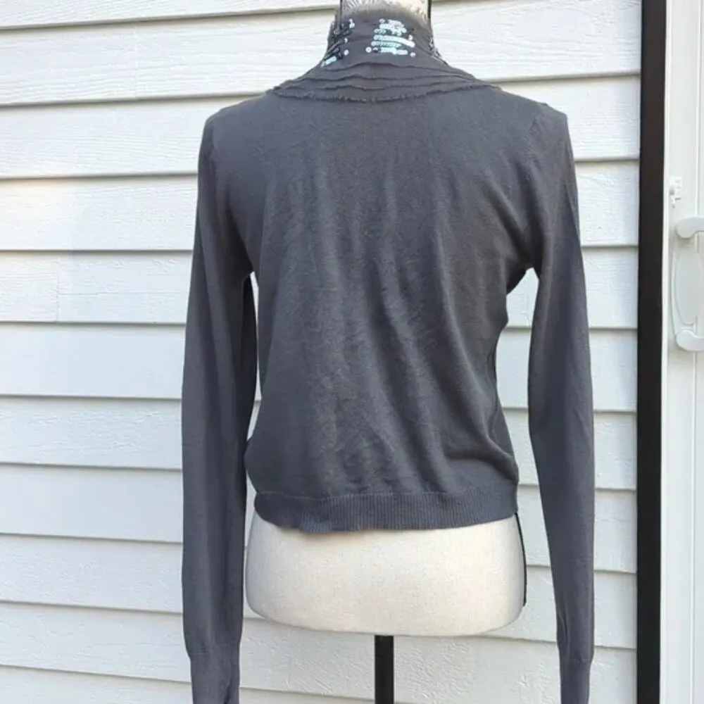 AK | Anne Klein Pima Cotton Sequin Trim Cardigan Sweater - Image 6