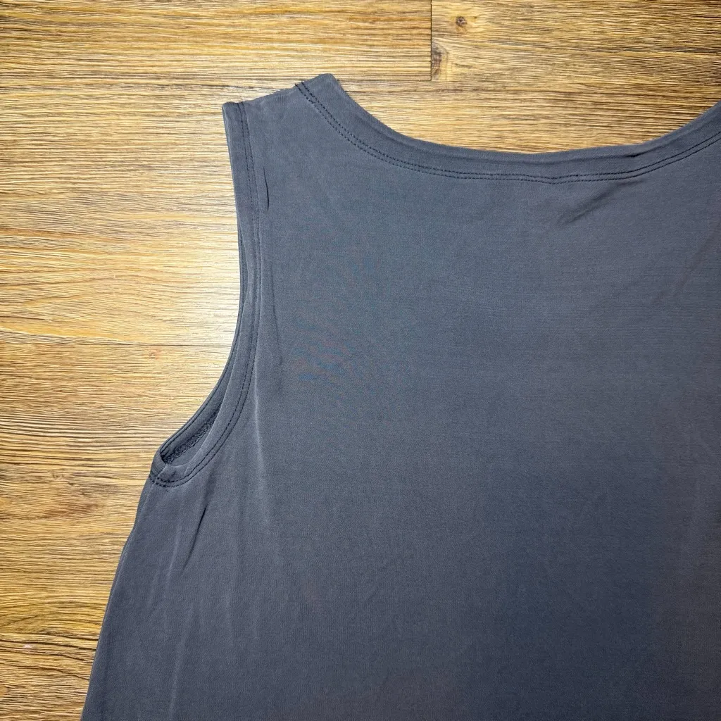 Eileen Fisher Charcoal 100% Silk Relaxed Fit Loose Casual Tank Top Size PP - Image 11