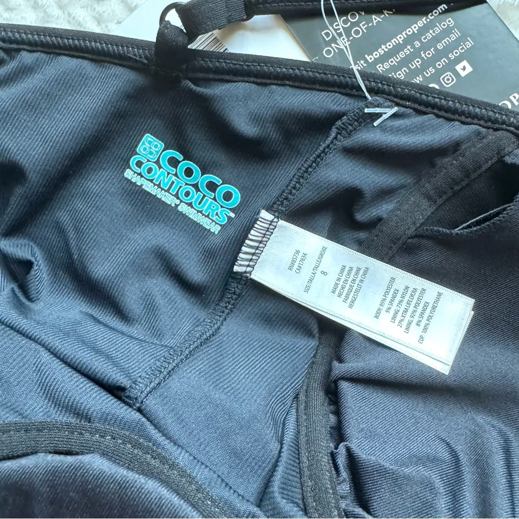 Coco Reef Contours Chroma One Piece Swimsuit Romper 8 Black Wrap Smoothing NWT - Image 13