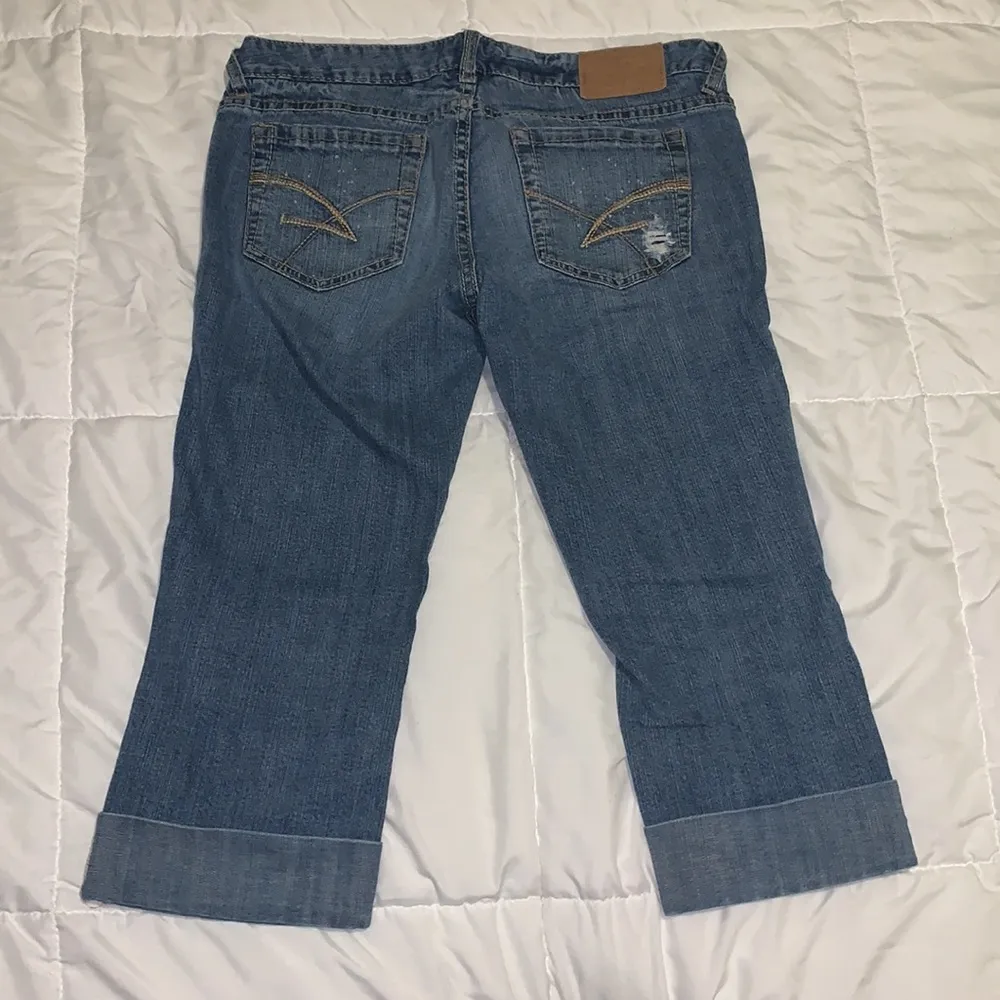 Distressed Denim Light-Wash Capris - Like New - Image 6