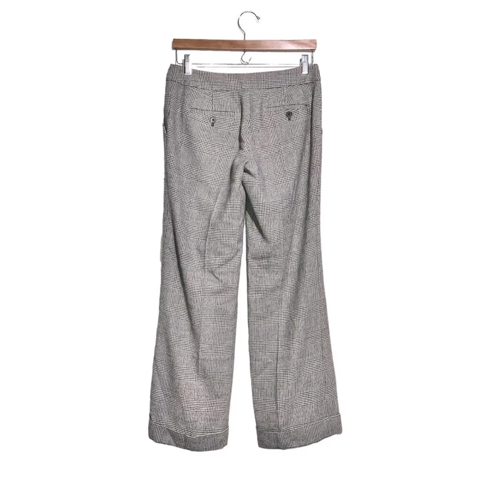 Talbots Black & White Glen Plaid Wool Blend Cuffed Wide Leg Trouser Pants - Image 3