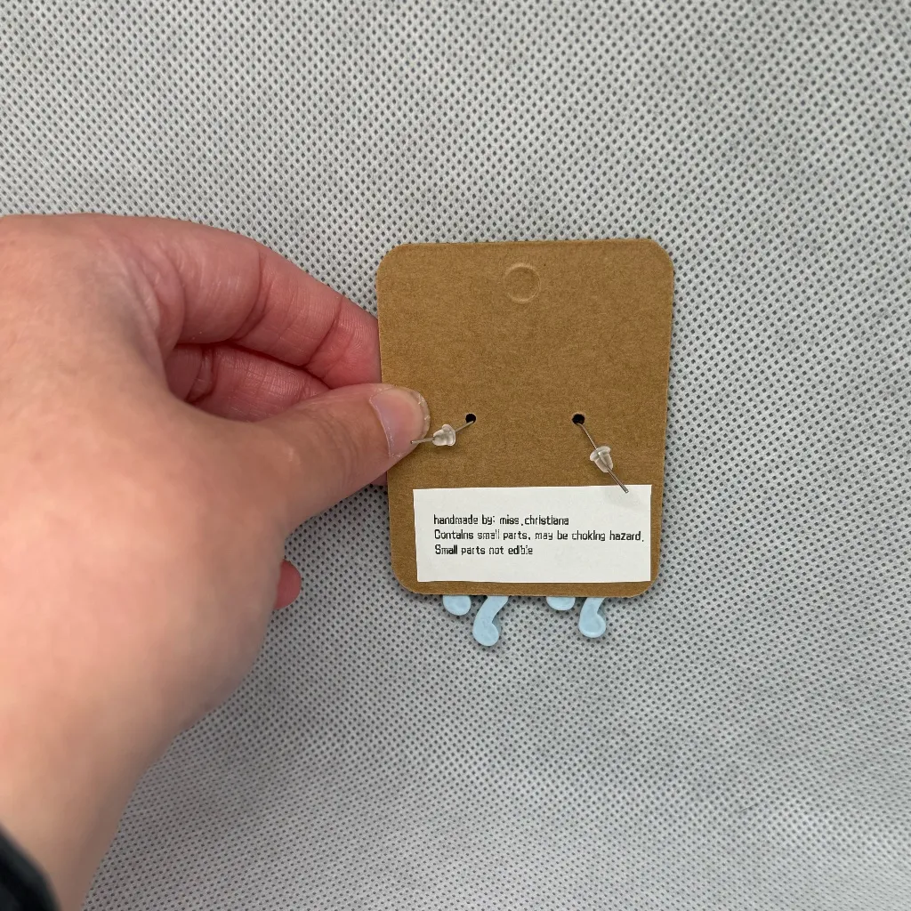 Handmade Blue Music Note Earrings - Image 4