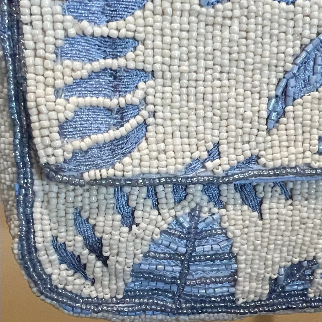 Made In India | Tropical Motif Beaded Shoulder Bag Blue - Image 4