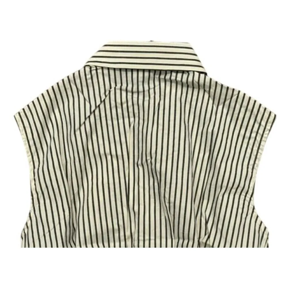 NWT Weworewhat Cropped Sleeveless Popover Shirt Small Antique White Grey Stripe - Image 5