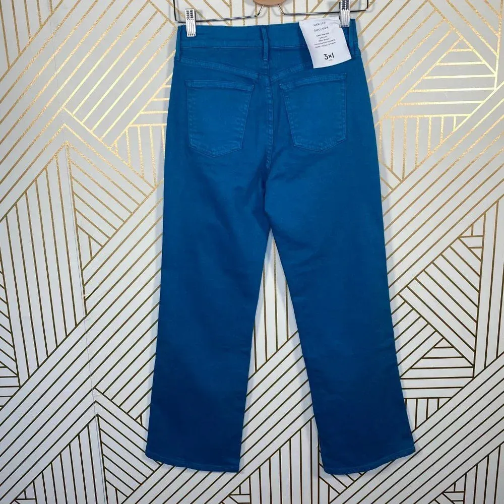 3x1 W4 Shelter Jeans Pant Wide-Leg Crop Overdyed Vintage‎ Denim Blue Size 25 - Image 9