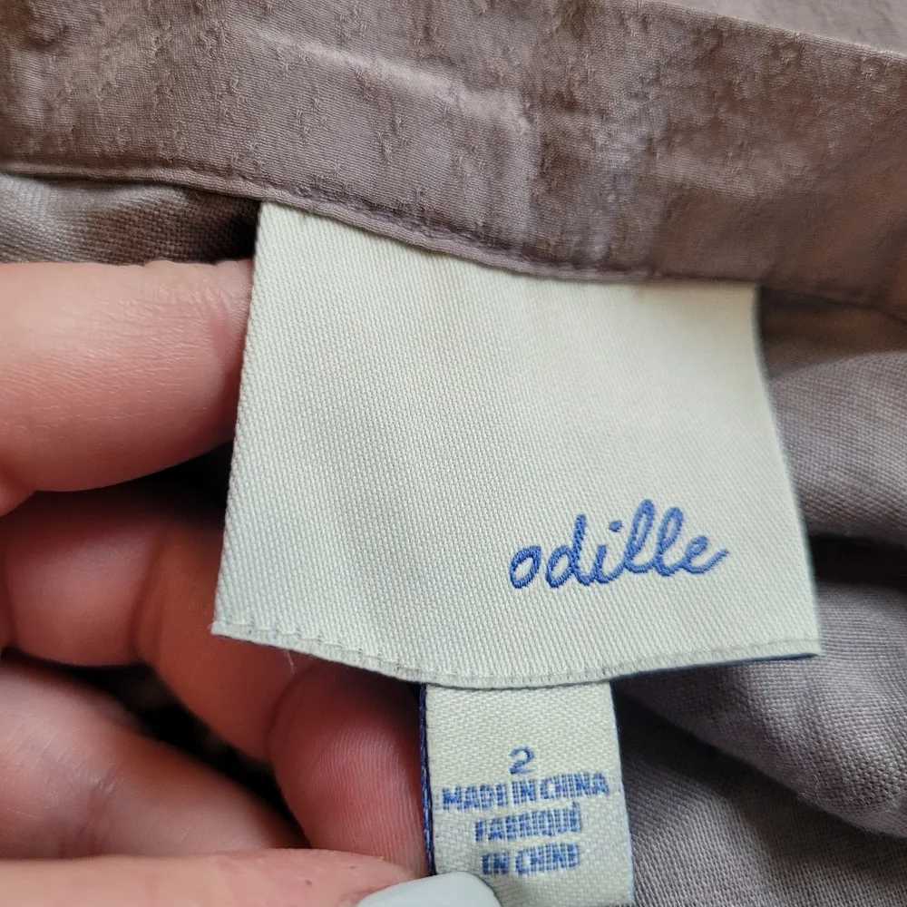 Anthropologie Odille Dusty Purple Pearl Button Front Silk Mini Skirt - Image 11