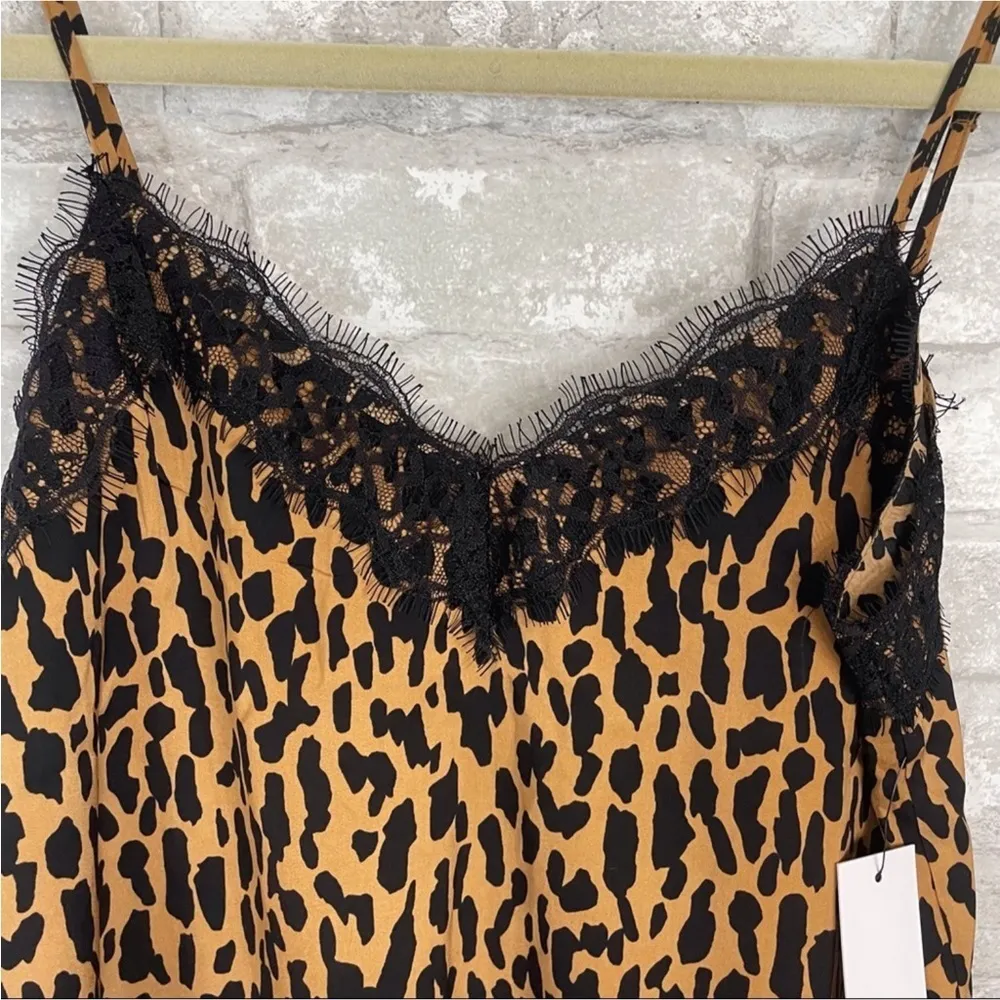BP Lace Trim Satin Leopard Print Cami - Image 2