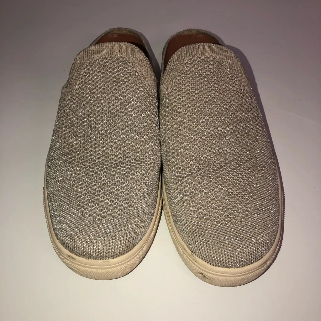 Lucky brand backless mule type sneakers slip on tan sparkly women’s size‎ 8 - Image 2