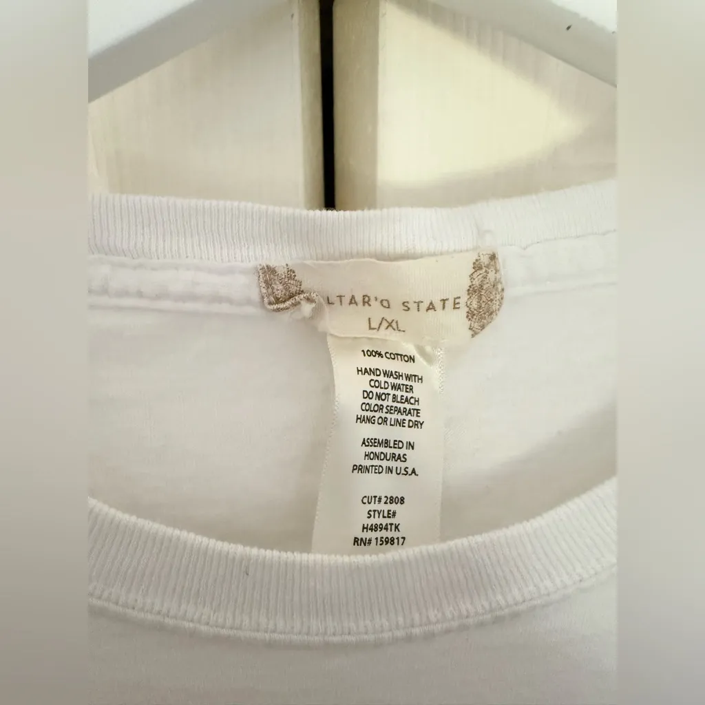 Altar'd State Cowgirls Social Club Oversized White Tee T-Shirt Size L/XL - Image 4