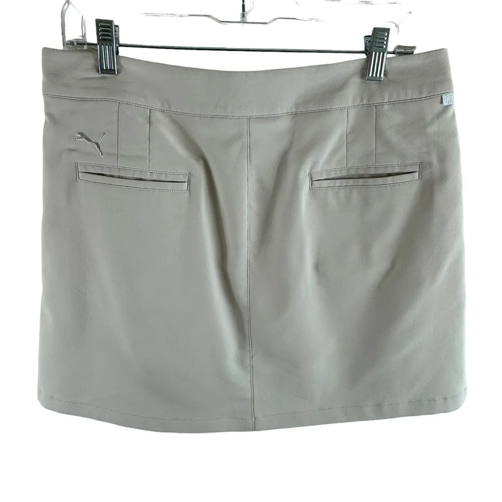Puma Tan Short Athletic Tennis Skirt Shorts Underneath Pockets Size 10 - Image 2