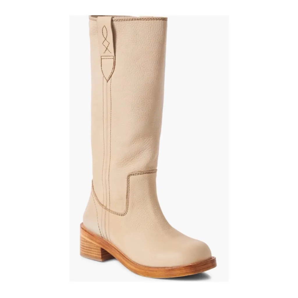 Free people Blaze Parchment Leather
Block Heel Knee Boots SZ 6 NEW - Image 2