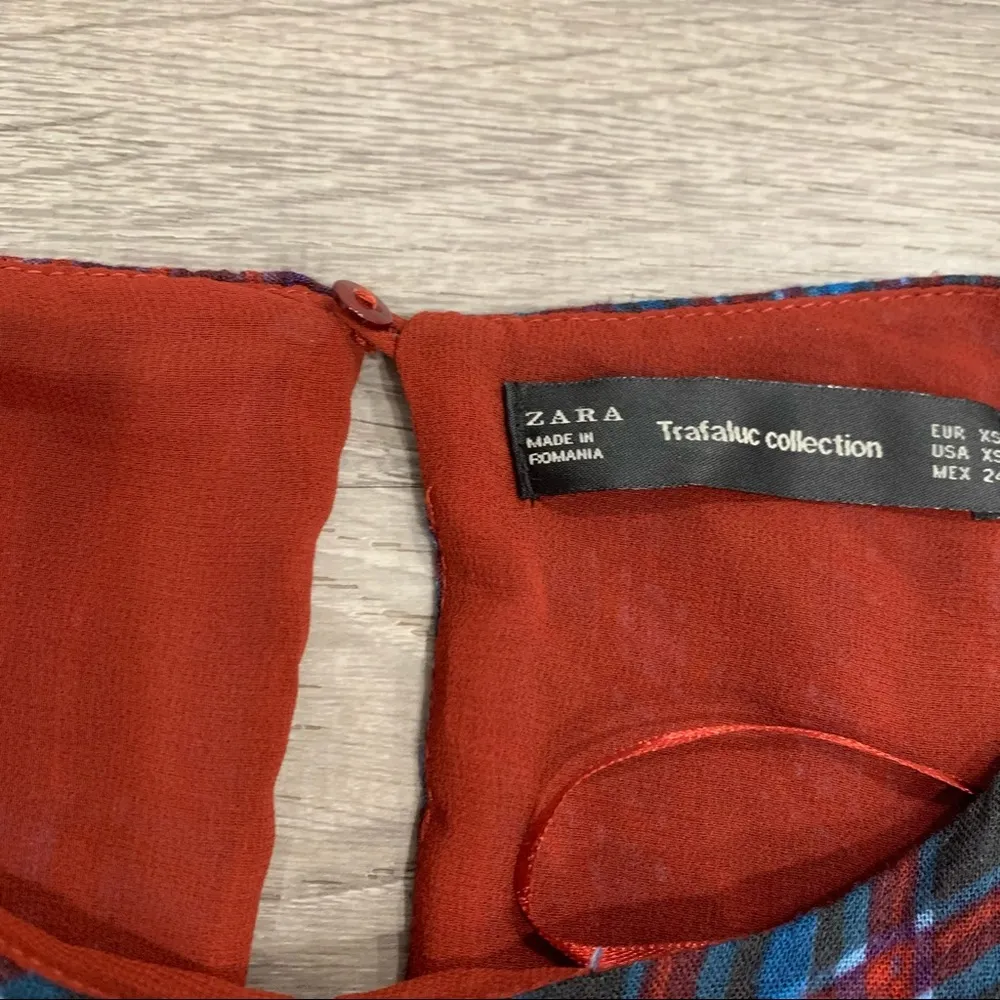 Zara Trafaluc Collection Burgundy Patchwork Boho Dress XS  RN77302 - Image 4