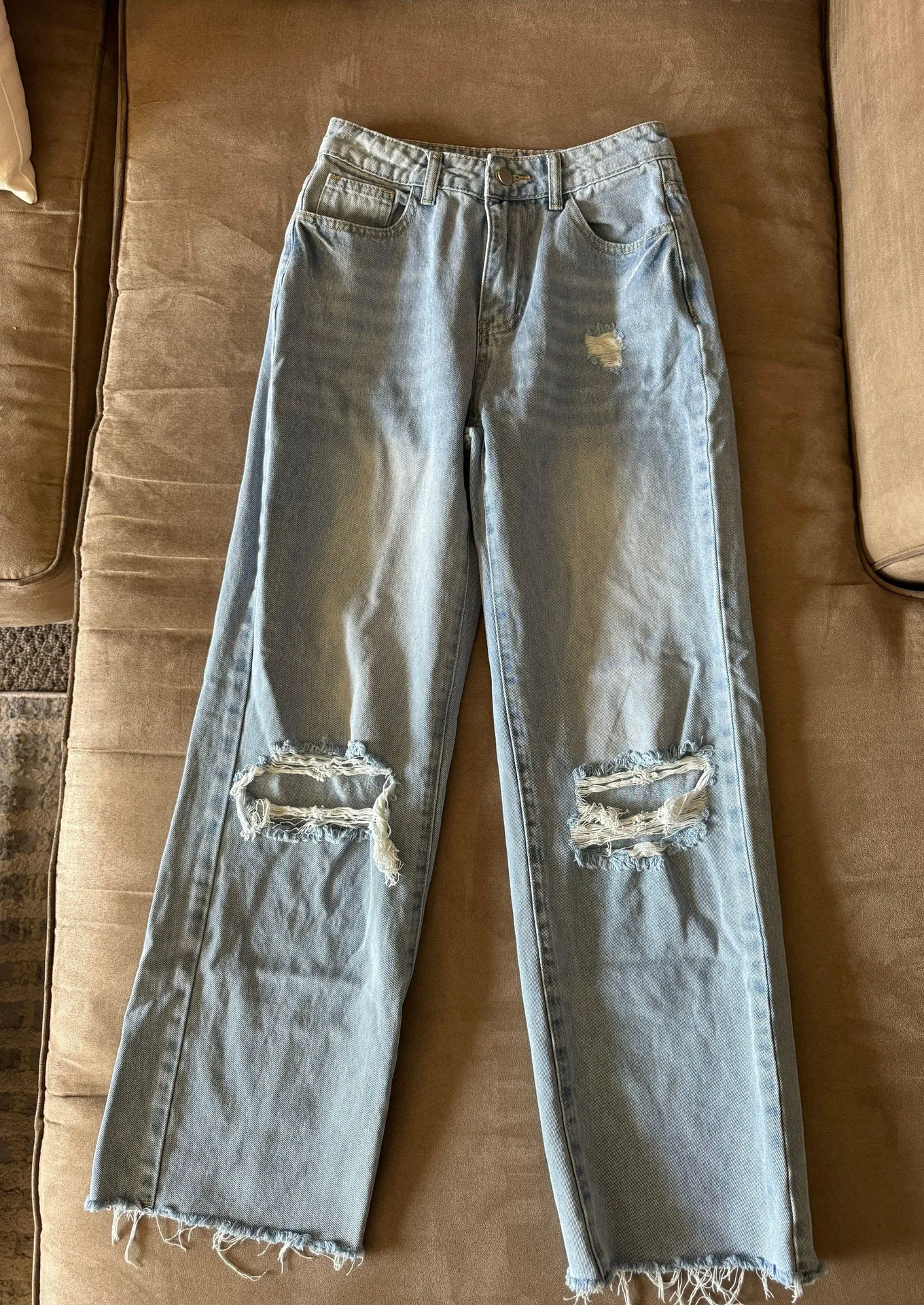 High Waisted Ripped Straight Leg Jeans - Image 4