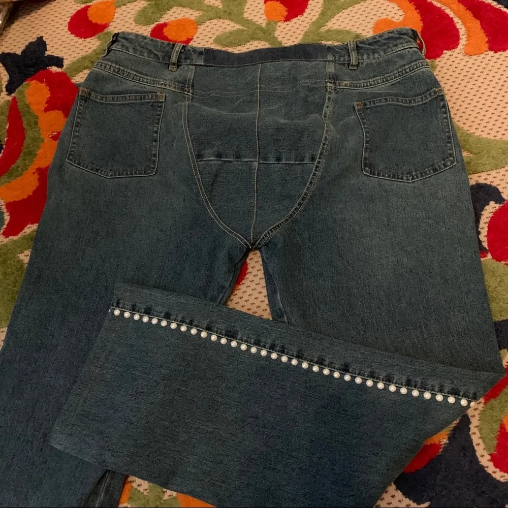 St John size 10 cropped jeans pants faux pearl - Image 5
