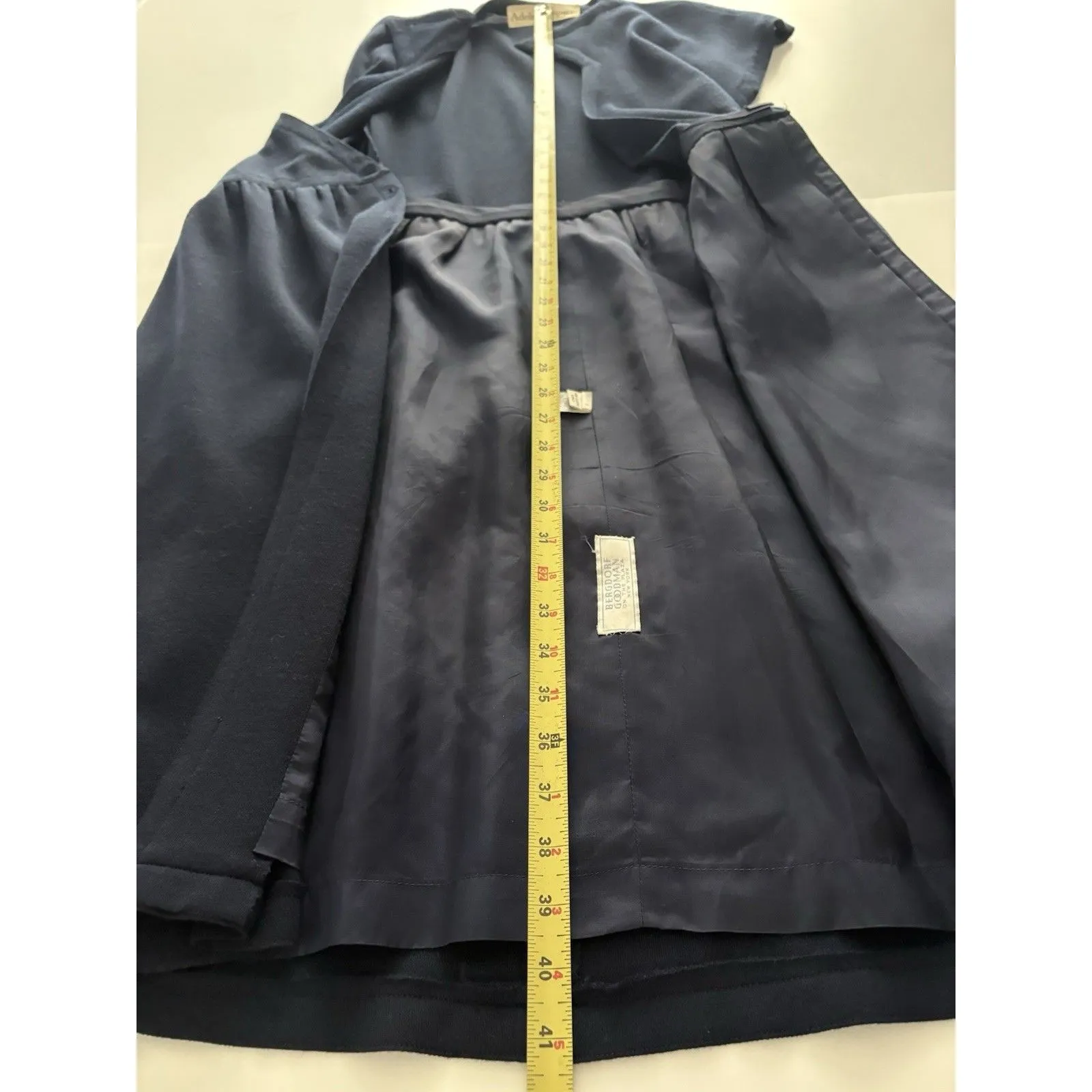 Vintage Adele Simpson Wrap Dress Size 6 Navy Blue Heritage Quiet Luxury Bergdorf - Image 9