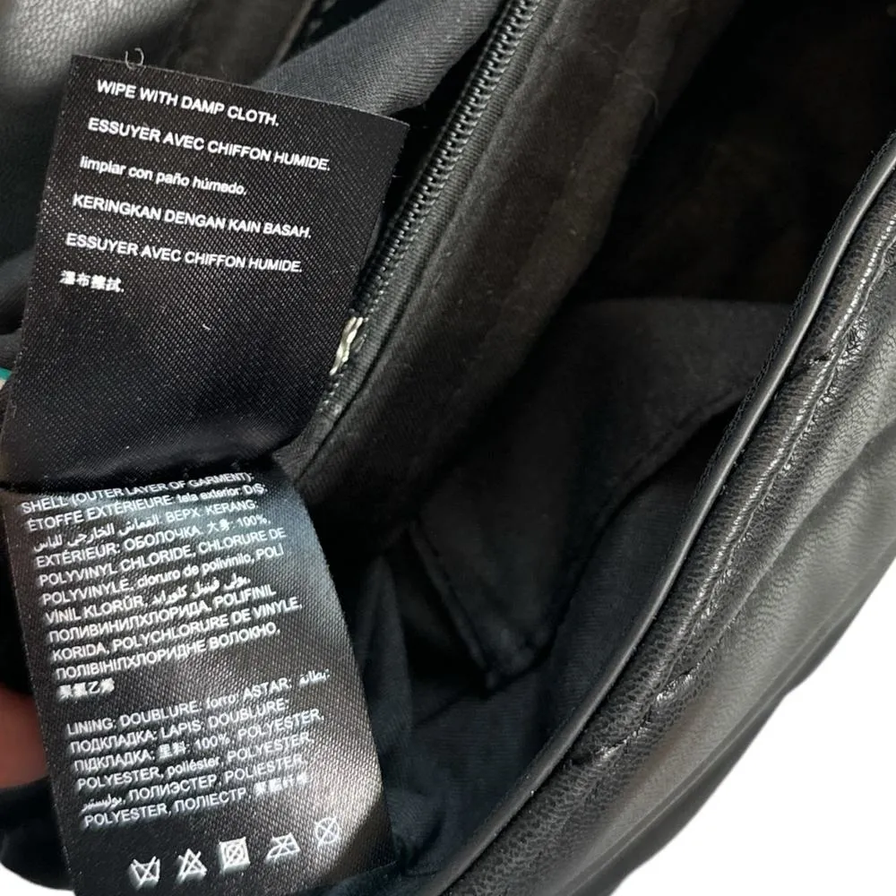 Badgley Mischka Chevron Quilted Flap Chain Vegan Leather Handbag Purse Black - Image 15