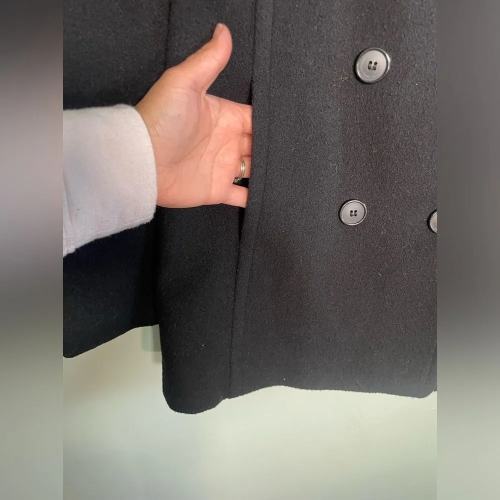 Forecaster of Boston Womens Black Wool Blend Vintage Double Breasted Peacoat S 6 - Image 3