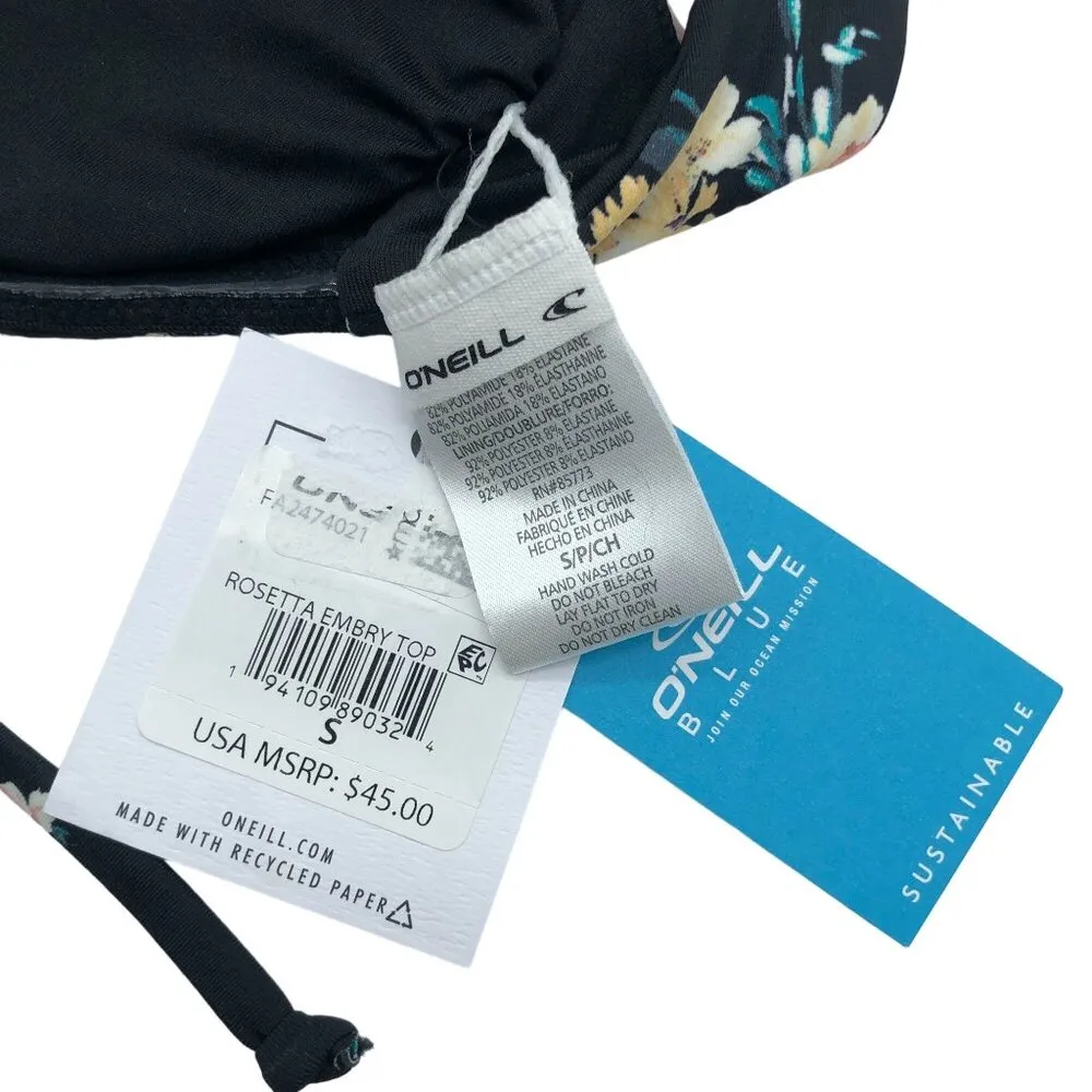 O'Neill Blue Womens Rosetta Embry Swim Bikini Top Convertible Floral Black S - Image 7