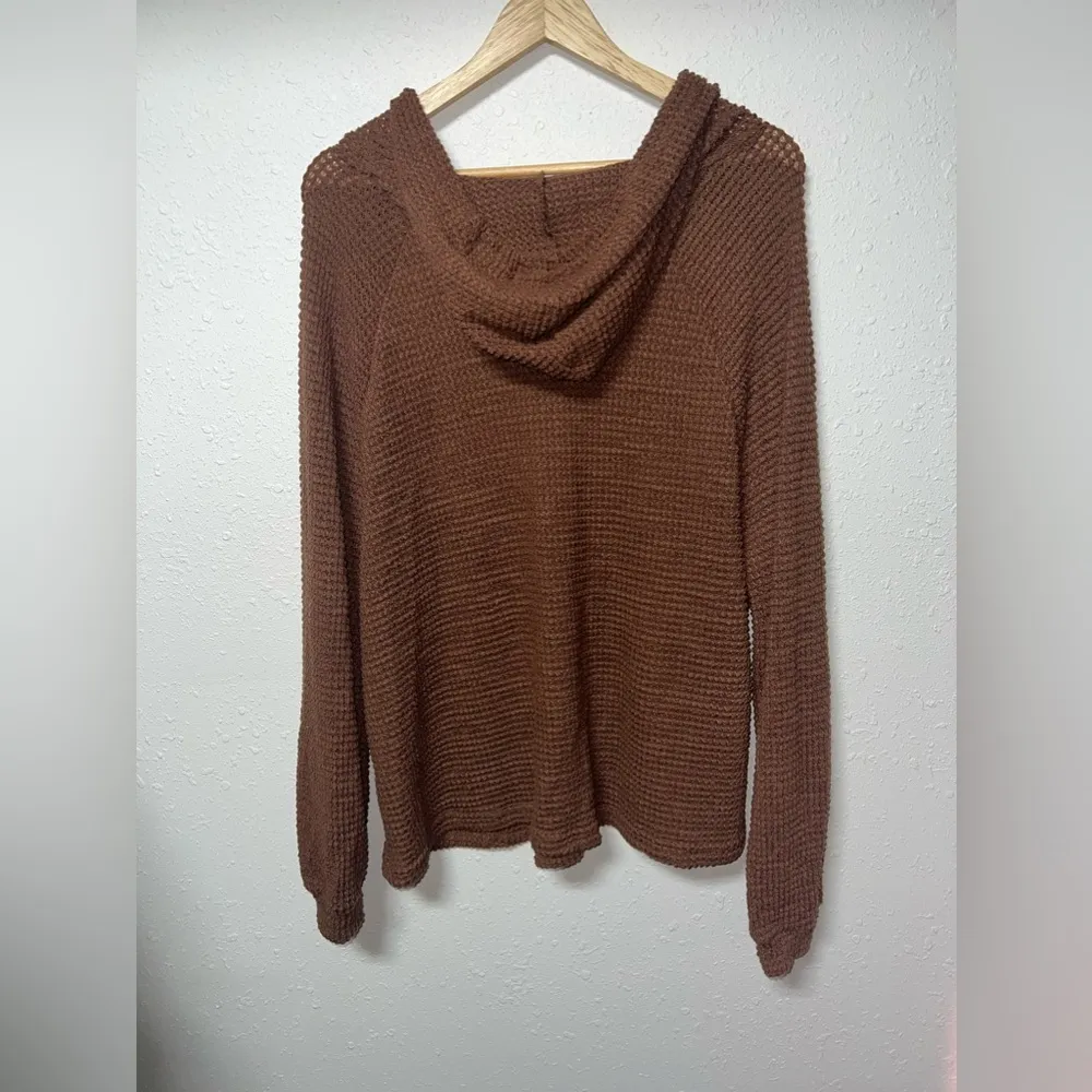 Cozy and Soft Brown Knit Sweater with Hood Women’s size Large. - Image 2