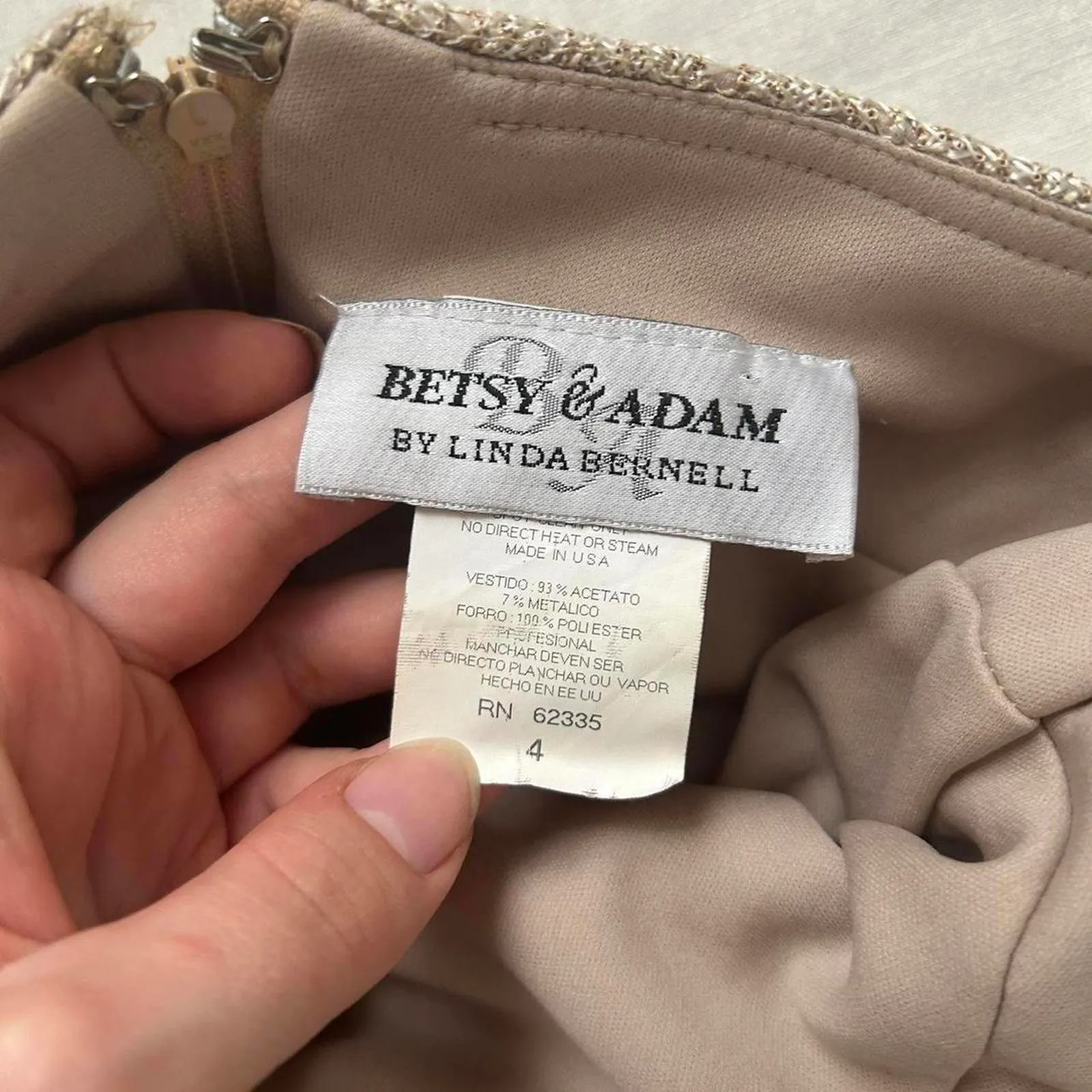 Y2K Betsy & Adam Tan lace diamanté ring halter dress with bow detail Size 4 - Image 2