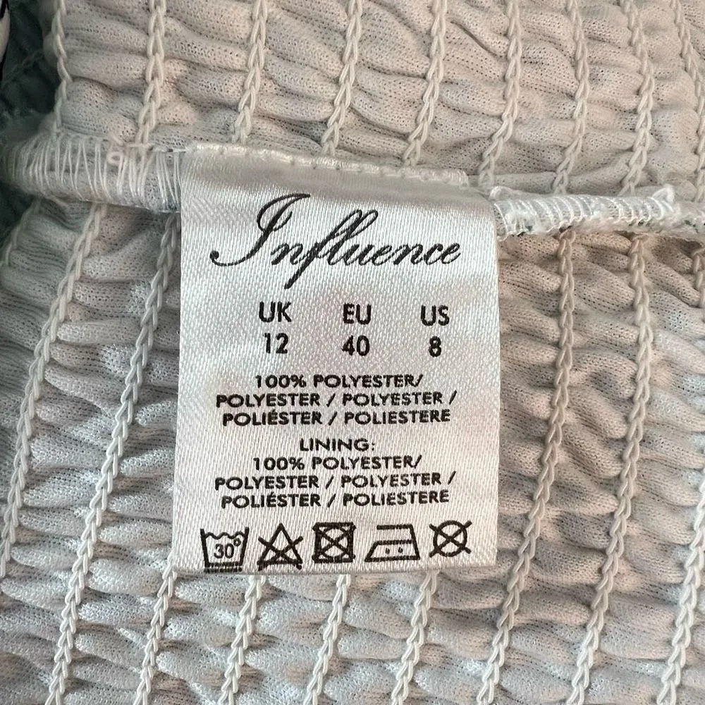 Influence Tall square neck long sleeve shirred smocked dress in blue floral size - Image 11