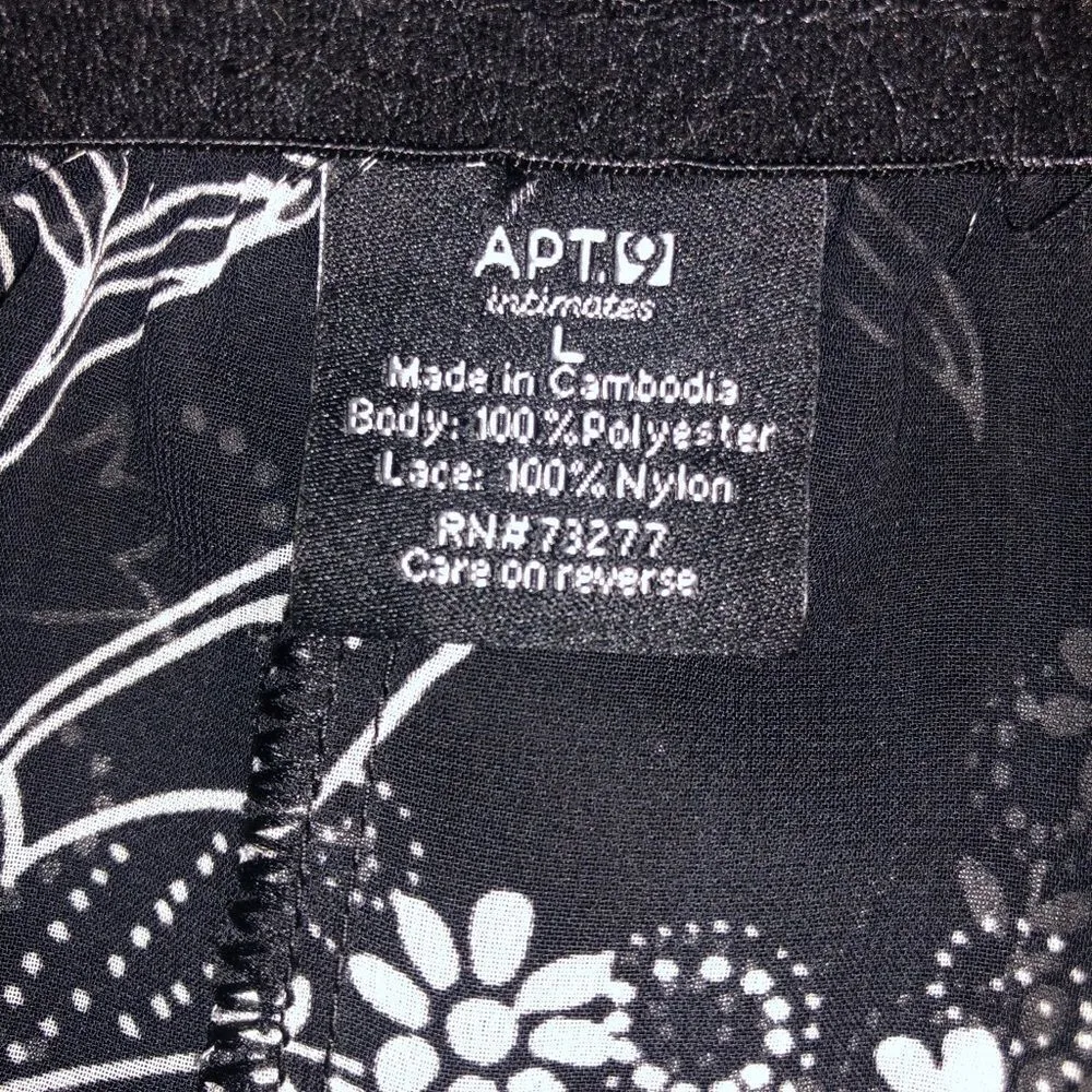 Apt9 semi sheer black nighty w/ white design - Image 9