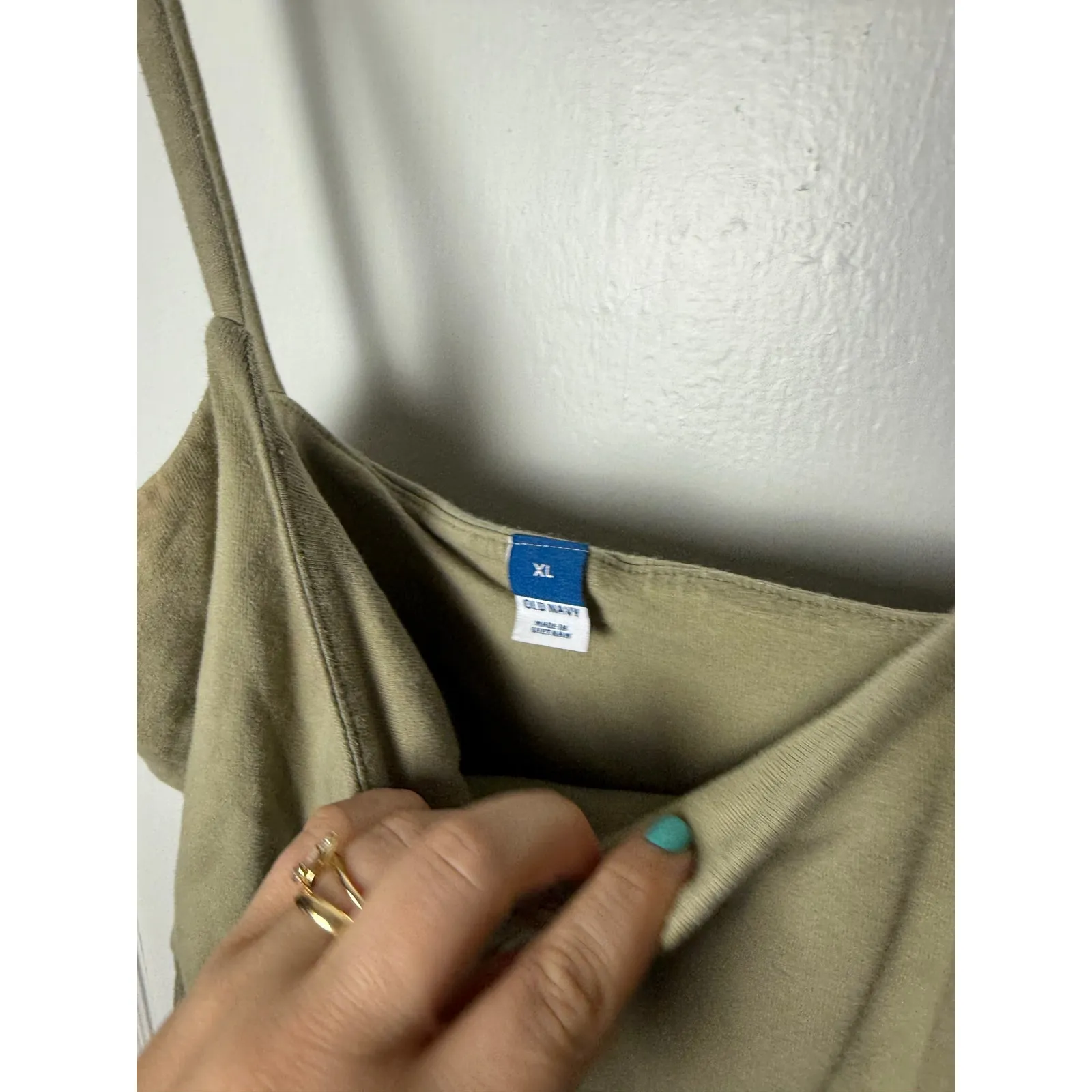 Old Navy Tank Top Cami Midi Poplin Dress Beige Green Size Women's XL Minimalist - Image 5