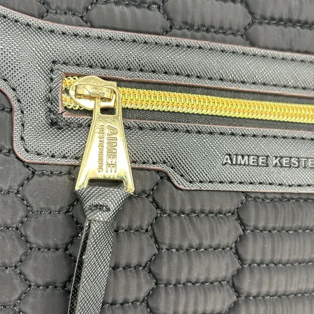 Aimee Kestenberg Sicily Large Quilted Tote Bag Black with Gold Hardware - Image 10