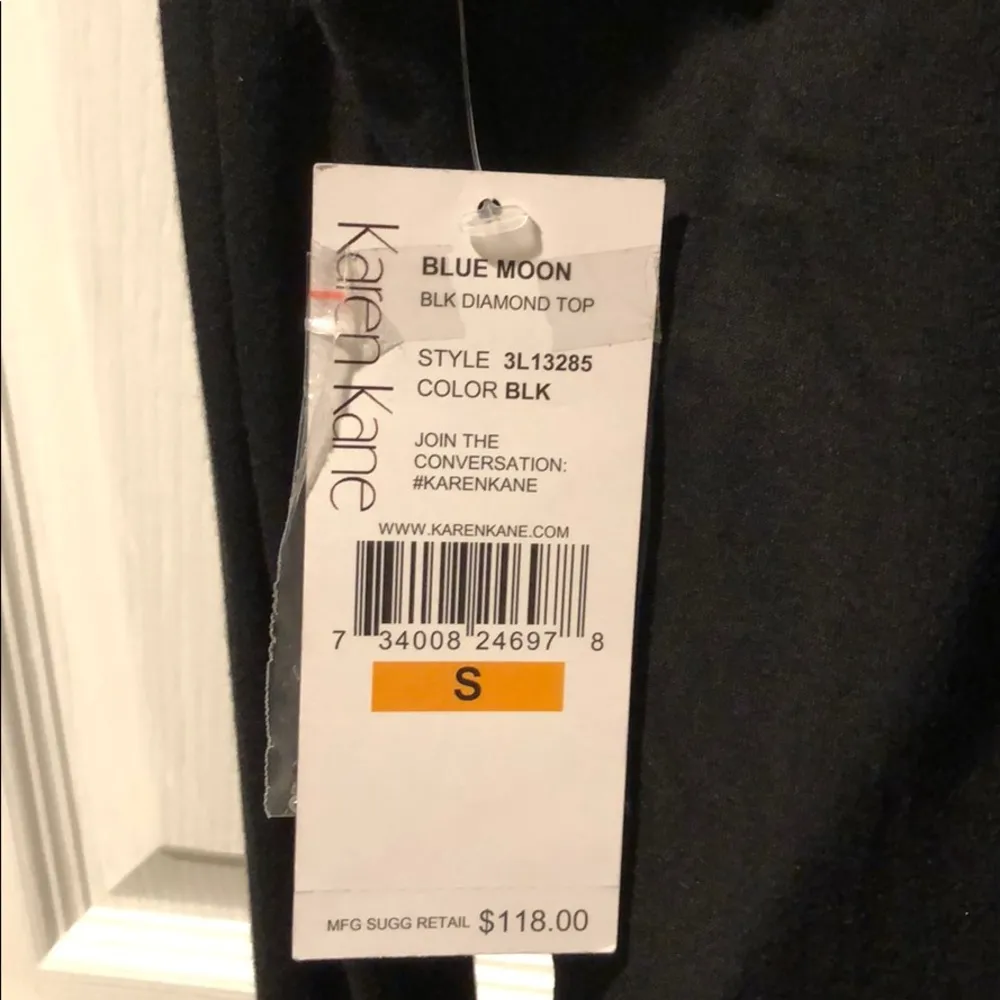 Karen Kane Top Black Diamond Draped Tunic top S NWT - Image 7