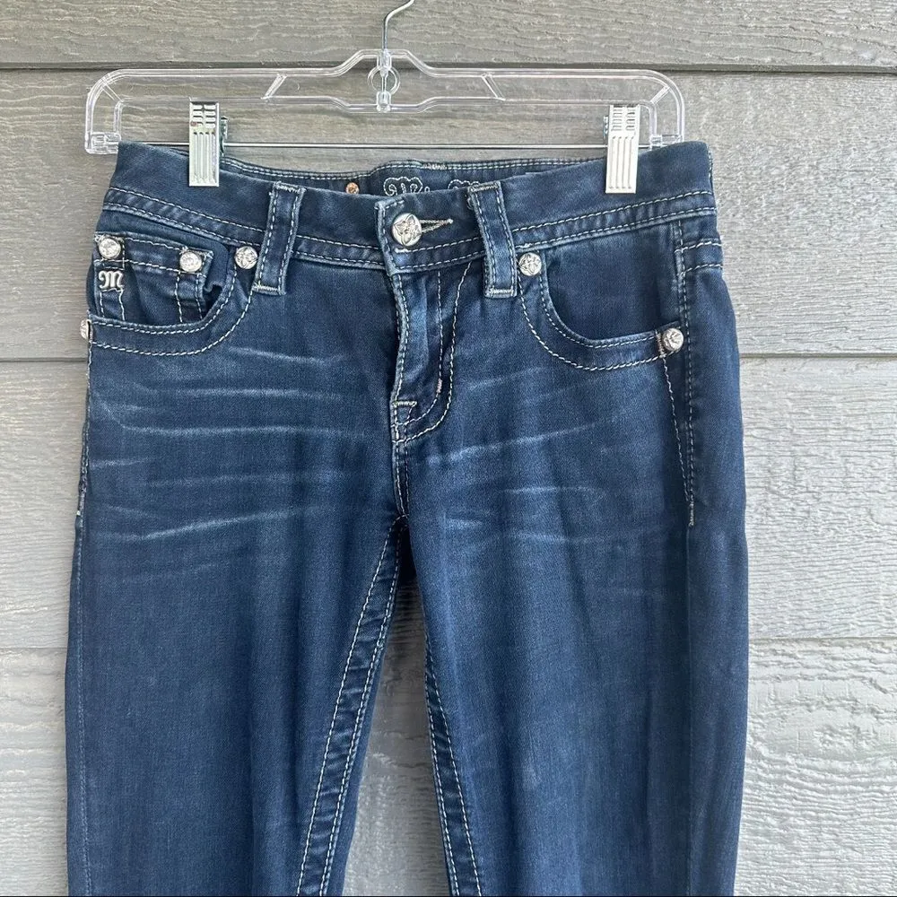 ￼Miss Me Signature Skinny Crop Women’s Size 27 Western Biker Ankle Jeans - Image 3