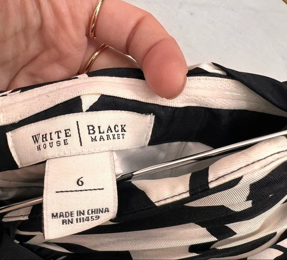White House Black Market Maxi Dress Size 6 Silk Black White Floral Print Halter - Image 9