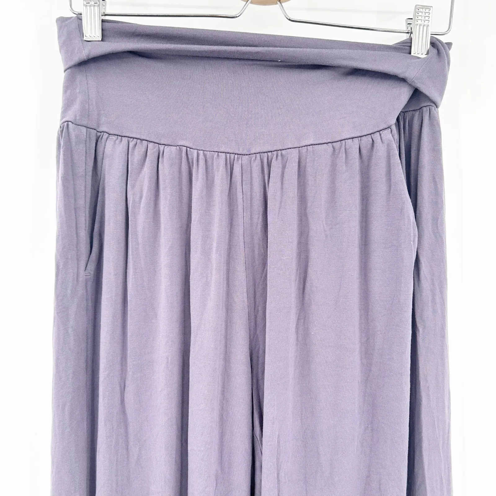 Athleta Womens Studio Wide Leg Pull On Lounge Modal Blend Pants Size M Purple‎ - Image 3