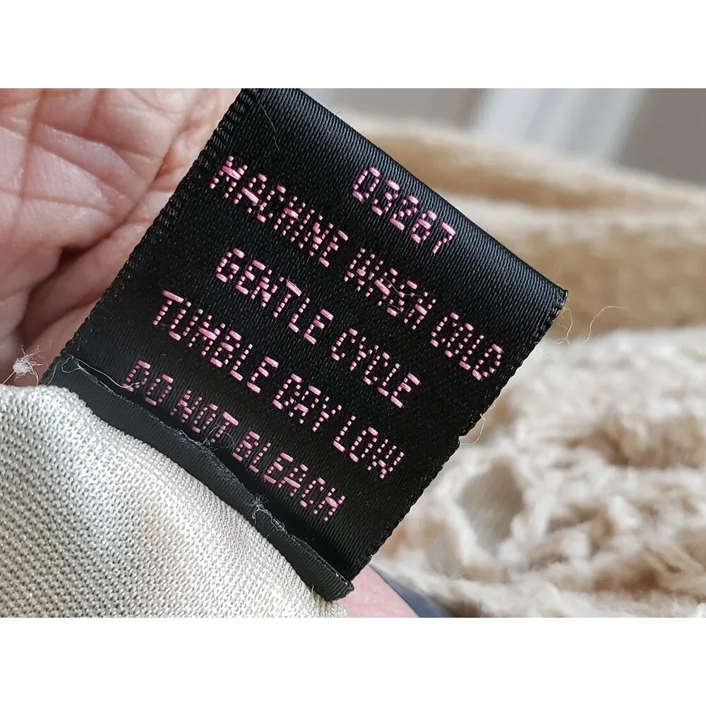 Shape FX Sweater Womens XL Ivory Crochet Lace Lined Ramie Long Sleeve Scoop Neck - Image 7