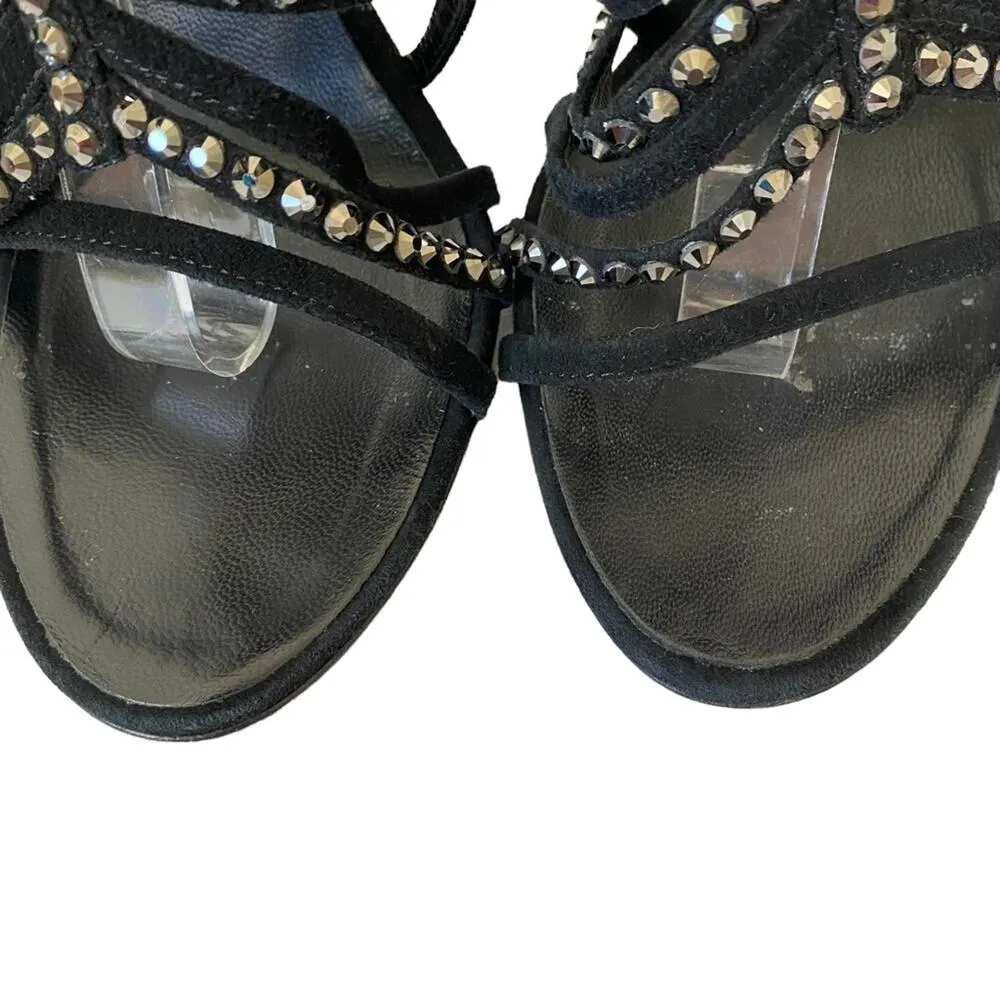 Giuseppe Zanotti Strass Black Suede Bejeweled Black  Heels size 39 size 9 - Image 14