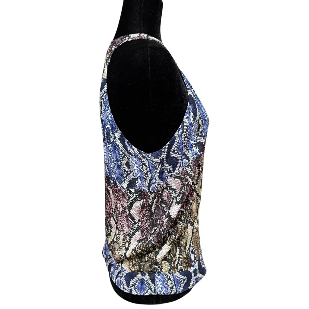 Parker Kenna Silk Snakeskin Print Tie Hem Sleeveless Wrap Top Medium - Image 5