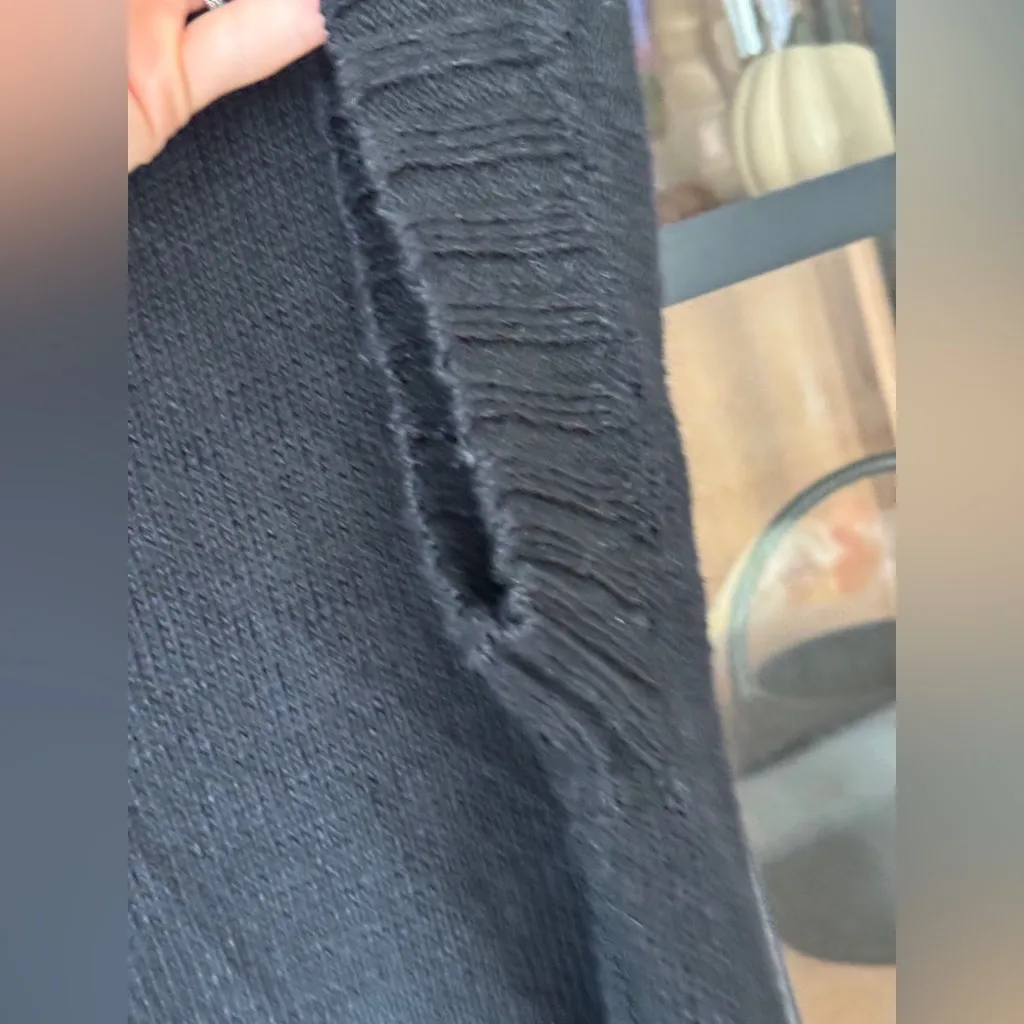 VINCE. linen sweater vest tunic ribbed open knit top short sleeve crew neck - Image 6