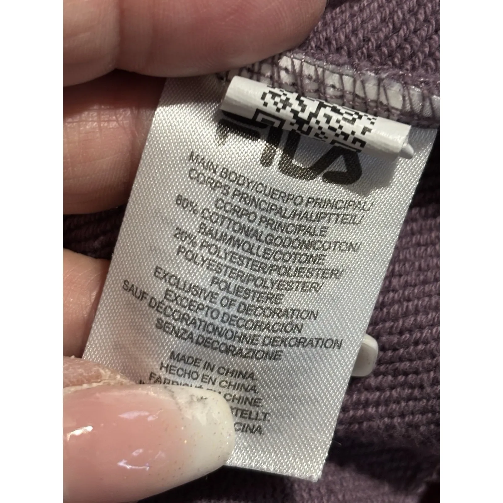 FILA Purple Sweatshirt Size Medium Long Sleeve Logo Band Hem Casual Lounge - Image 7