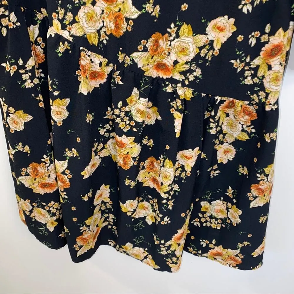 Zara 8411/154 Fall Black Yellow Peach Floral Romper Asymmetrical Skirt XS - Image 6
