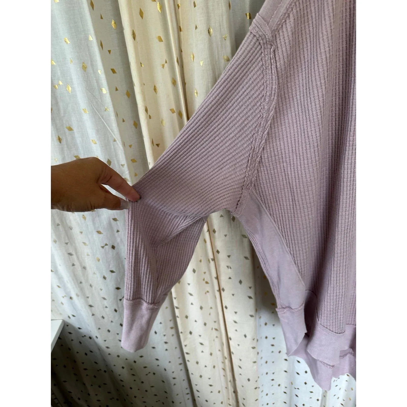 We The Free People Owen Thermal Hi-Low Round Hemline Oversized Tunic Top L - Image 6