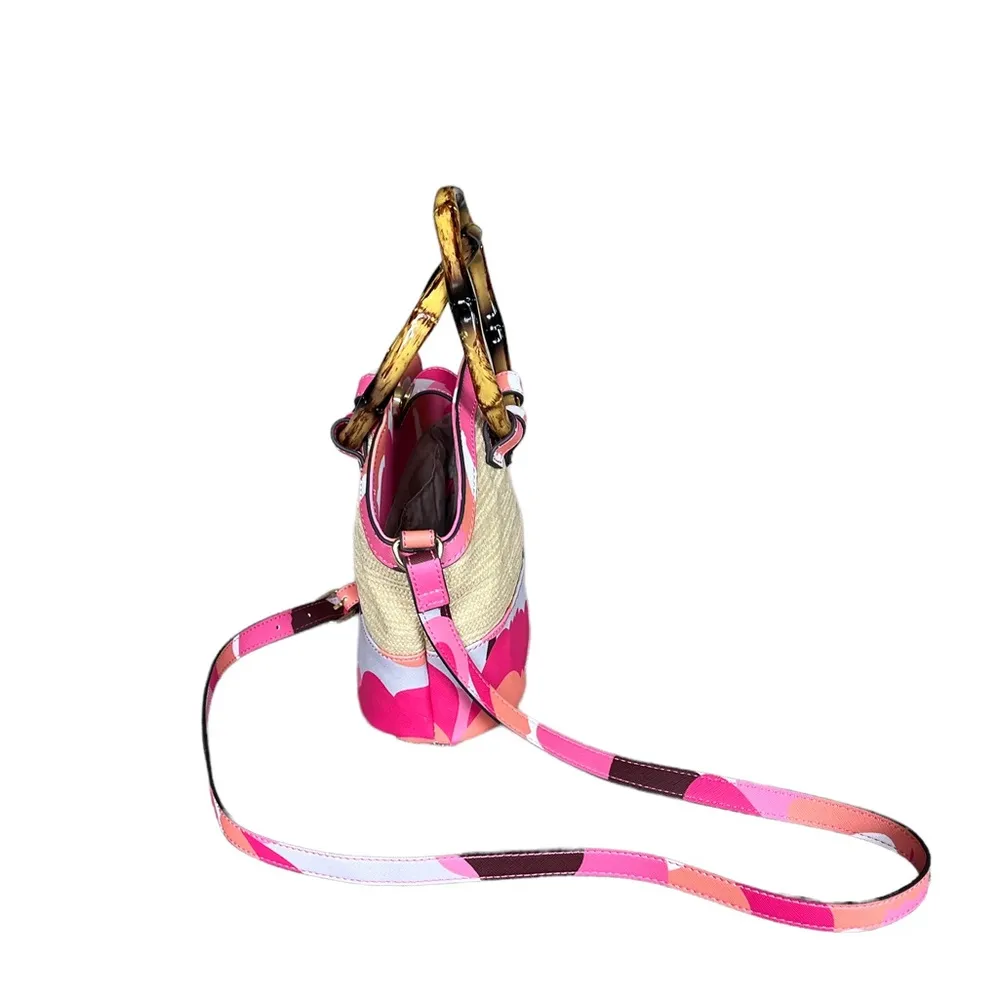 NWT Trina Turk Crossbody Rainbow Petals Purse Natural Pink - Image 5