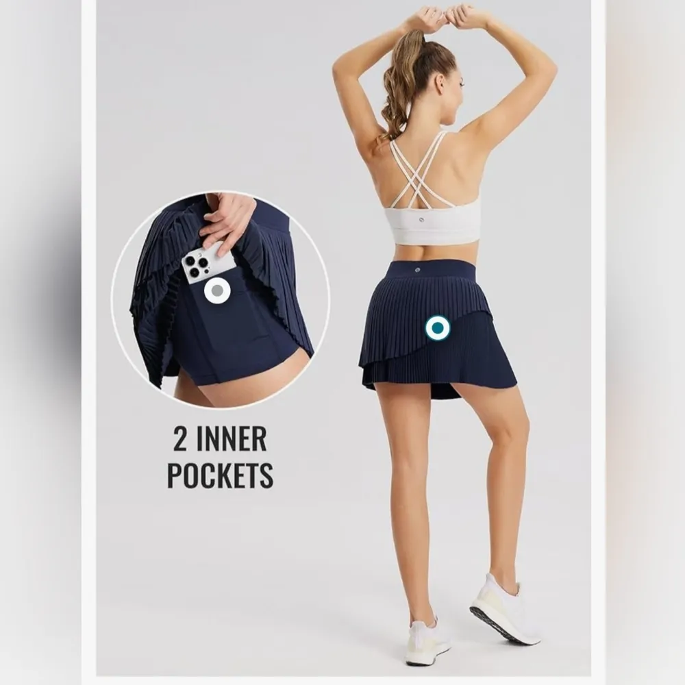 Baleaf Women's Athletic Skort Size Small Pleated Tennis Golf Navy - Image 3