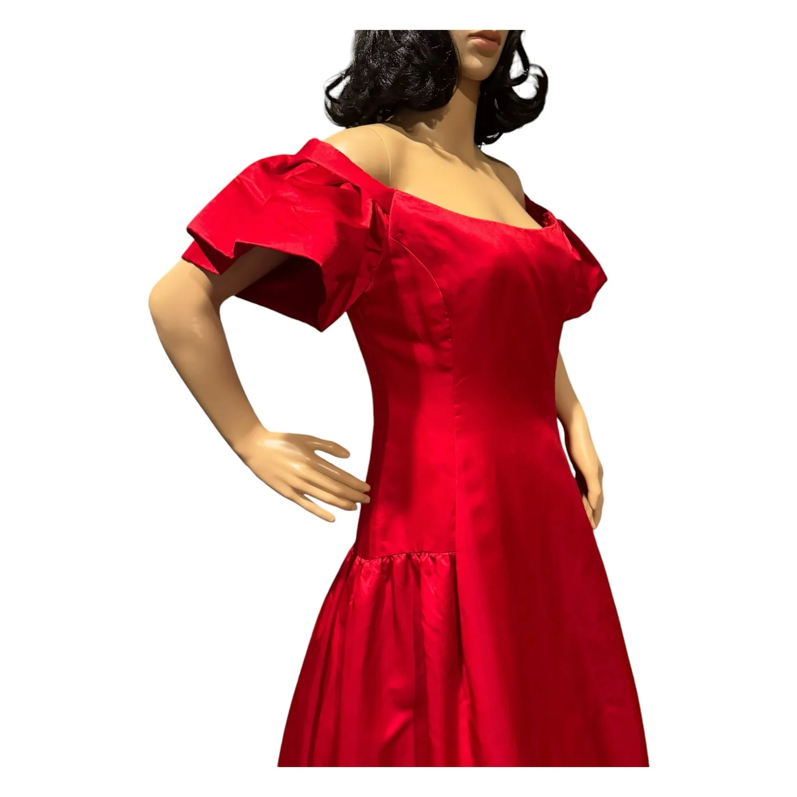 Vintage 80's Scaasi Boutique Red Satin Off - Image 5