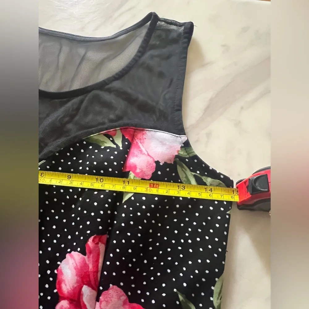 EnFocus Women’s Flowy Polka Dot Floral Knee Length Sweetheart Mesh Dress Size 8 - Image 5