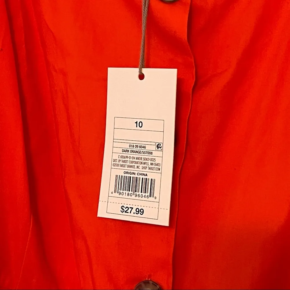 NWOT A New Day Orange Cotton Midi Sundress sz 10 - Image 5