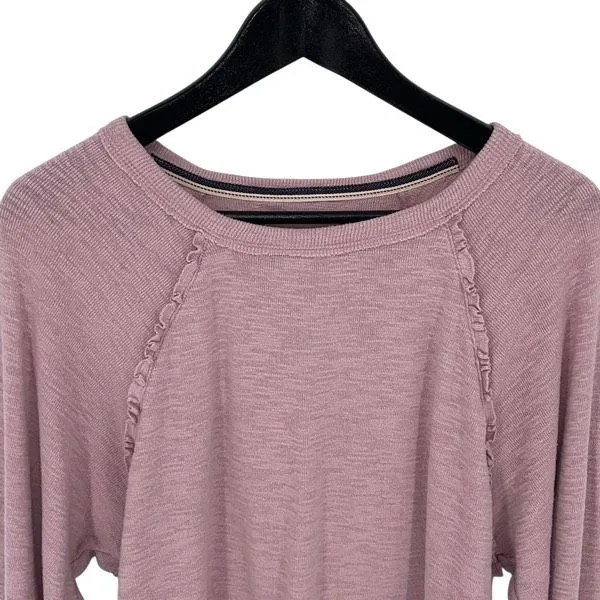 PILCRO Anthropologie Womens Ruffle Raglan Long Sleeve Pullover Sweater Pink XS - Image 3