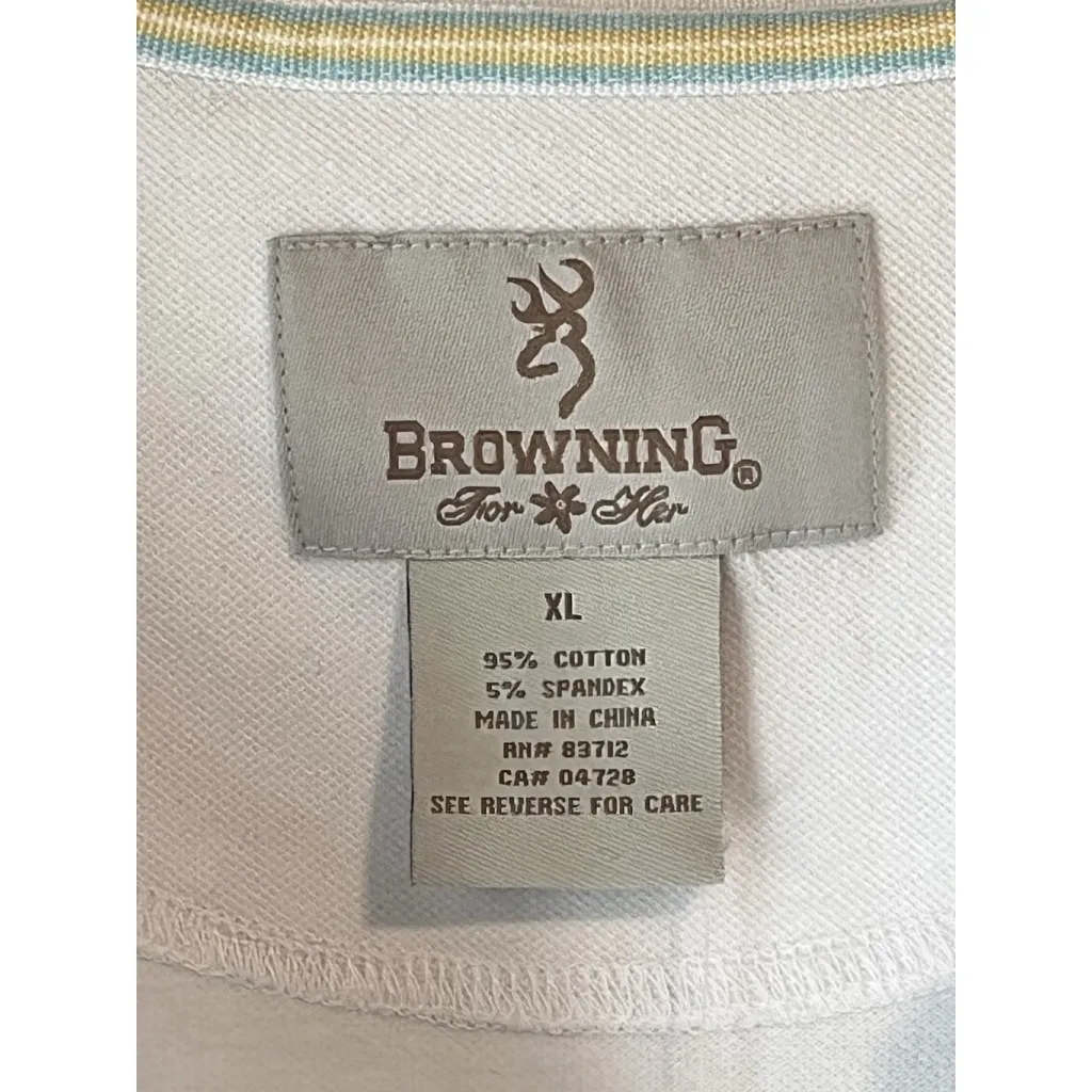 Browning Sleeveless Top Womens XL White V Neck Button Collared Tank Shirt NWT - Image 5