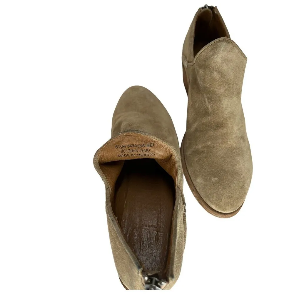 Frye Carson Suede Shooties Bootie Ankle Zip Back Heel Shoe Tan 6.5 - Image 10