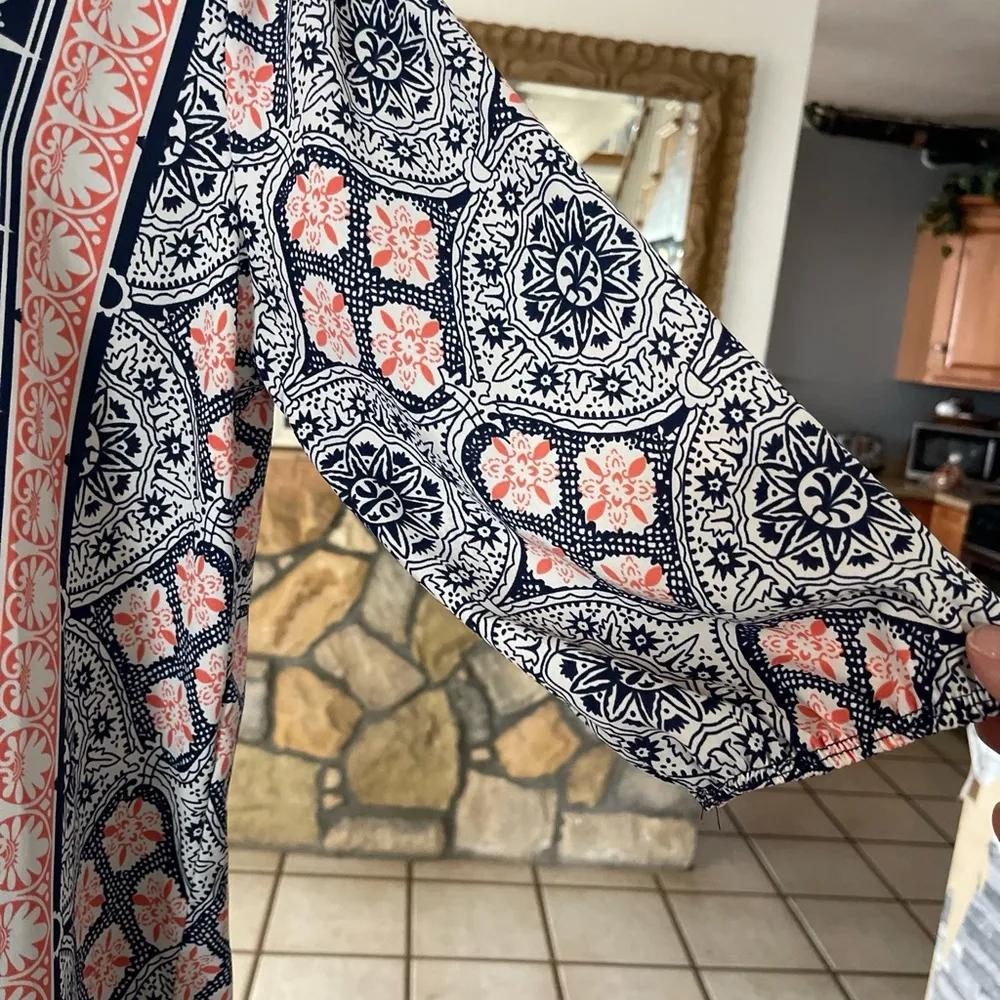 West Kei Boho Summer Dress Siez L. 3/4 Sleeve Tassel Neck - Image 4